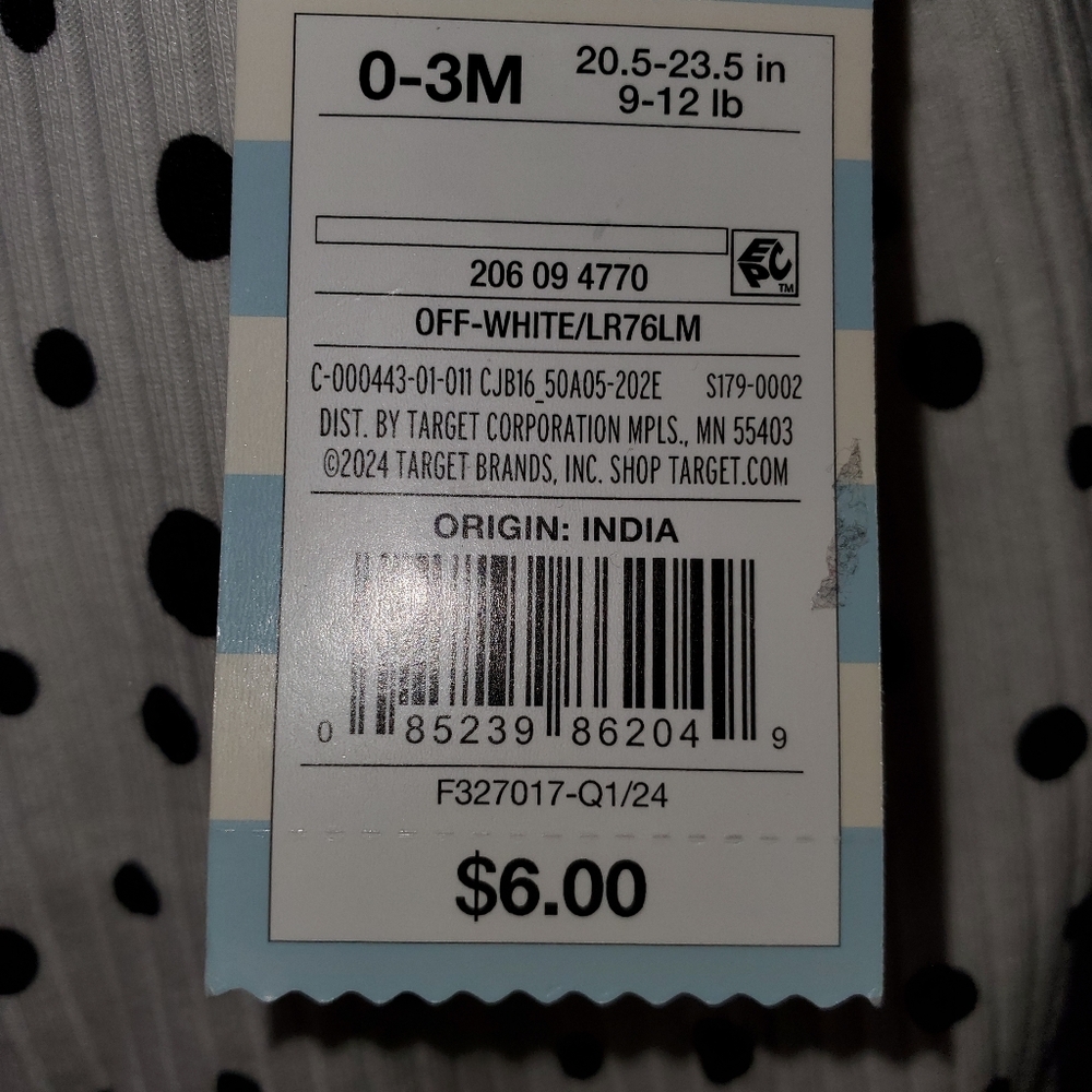 Cat & Jack White and Black Polka Dot Baby Onesie - Picture 3 of 4